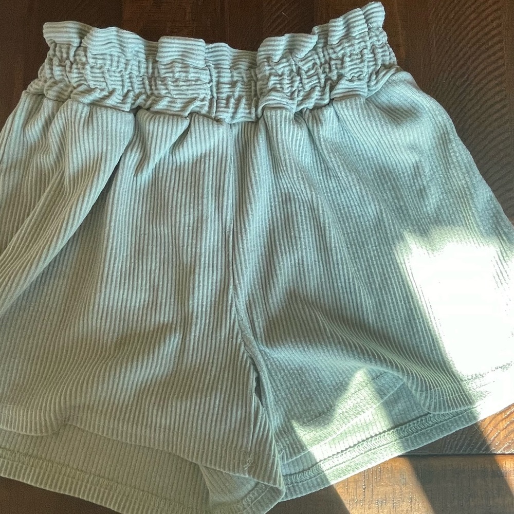 Light blue / teal comfy paper bag shorts